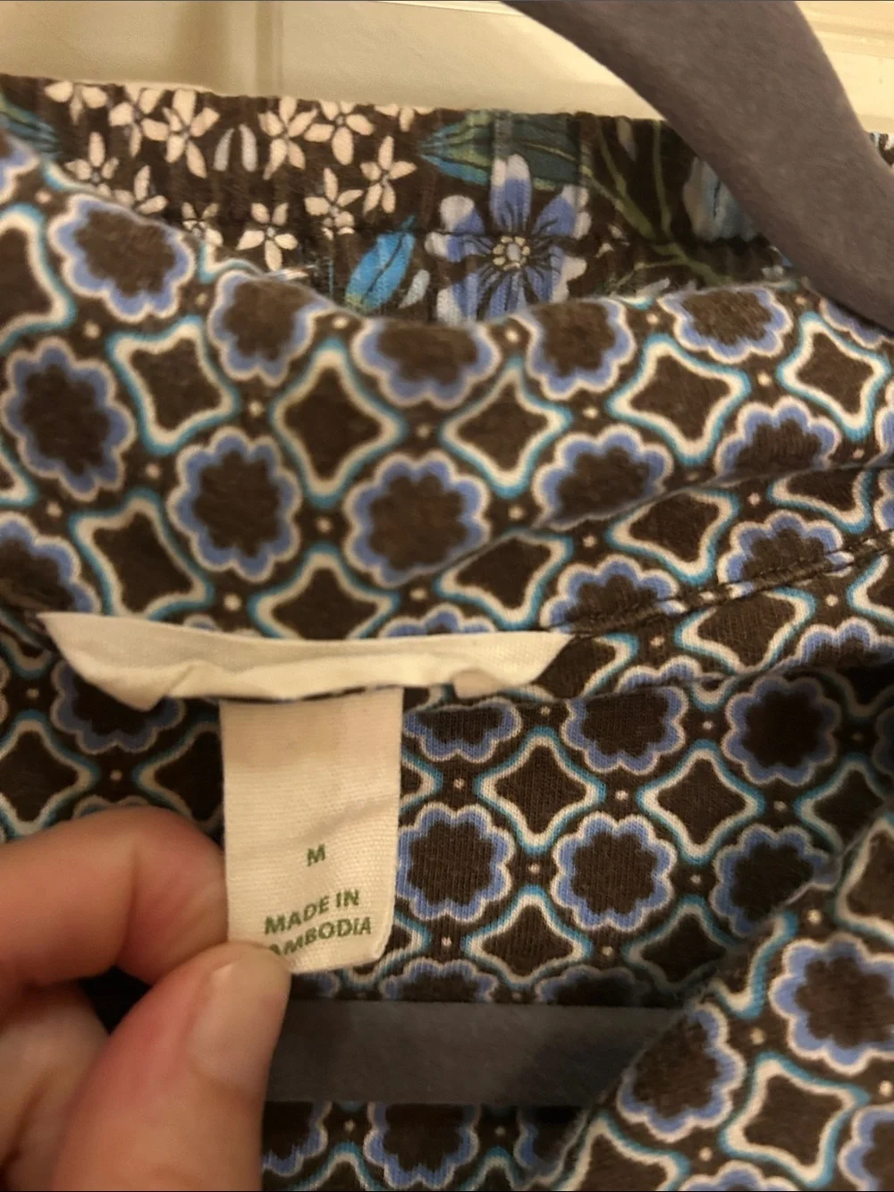Vera Bradley M Blue Floral Print  Pajama Set
